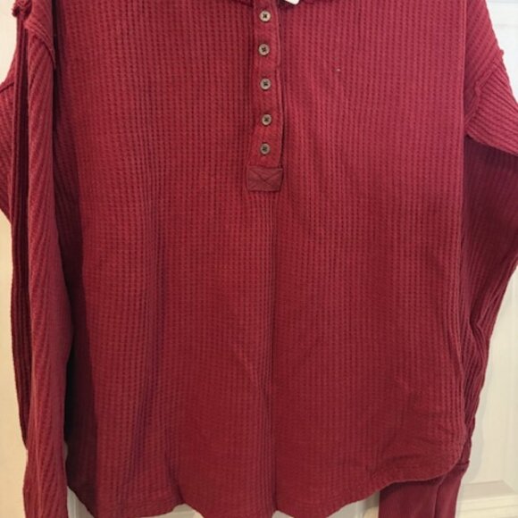 Free People long-sleeve waffle-knit Henley top - Picture 3 of 3